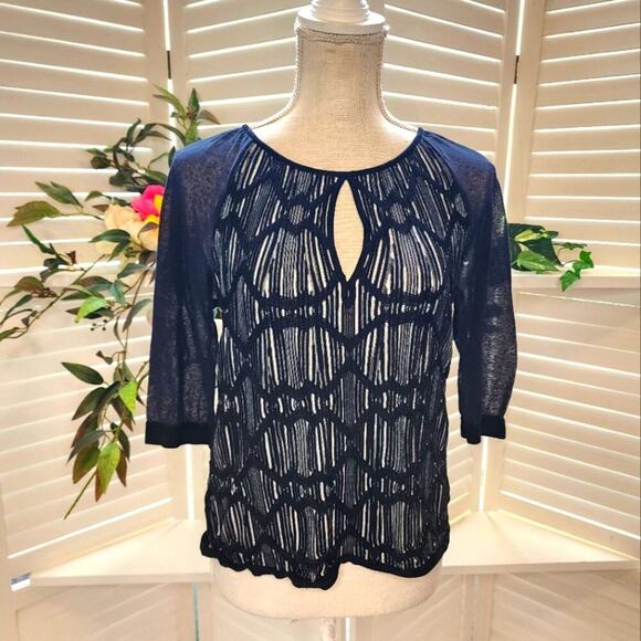MISSONI STRIPE BLACK AND WHITE KEY HOLE TOP SIZE MED - Picture 1 of 5